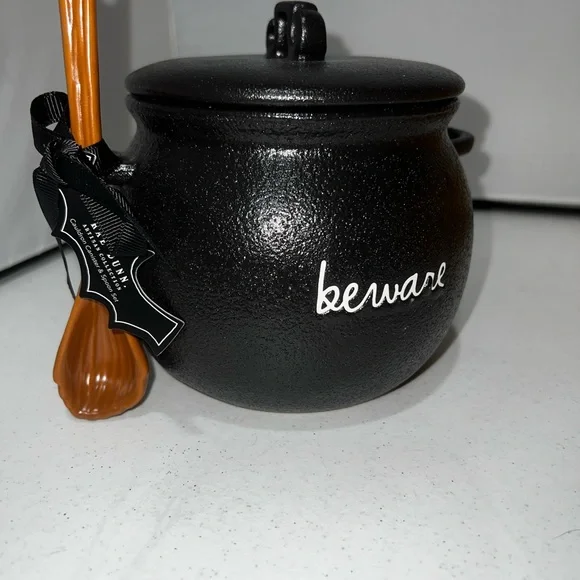 Rae Dunn Beware Halloween Potion Sugar Bowl Broom Spoon Canister Cauldron - Picture 3 of 10